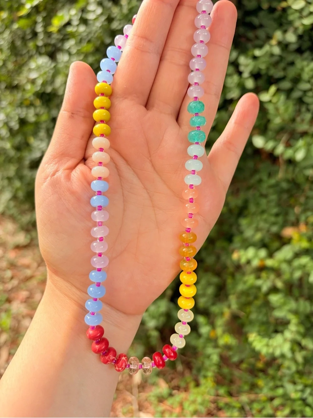 Multicolor Beaded Necklace - Natural Stone Beads - Picture 5 of 5